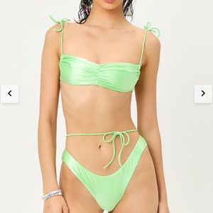 Frankie’s Bikinis Foxy String Satin Bikini Top - Small